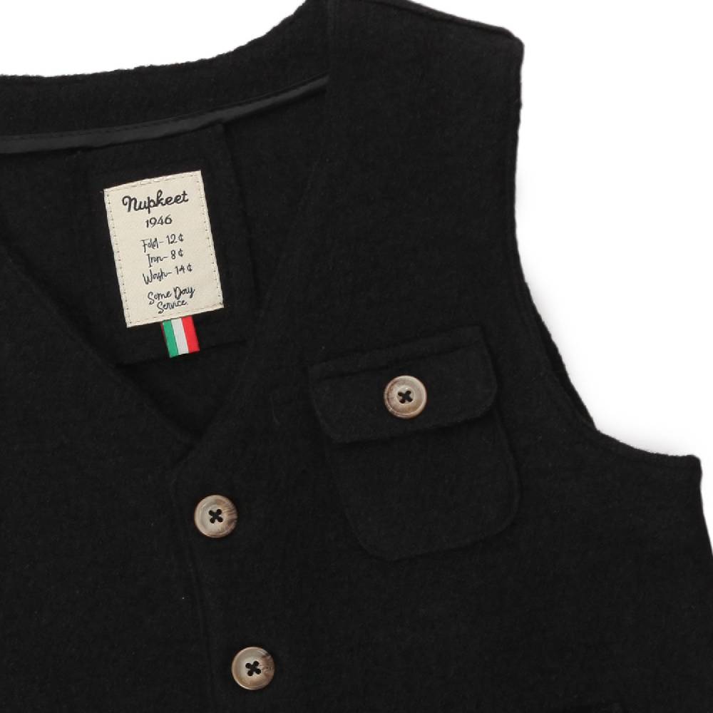 Nupkeet Gilet Fabio Nero Misto Lana