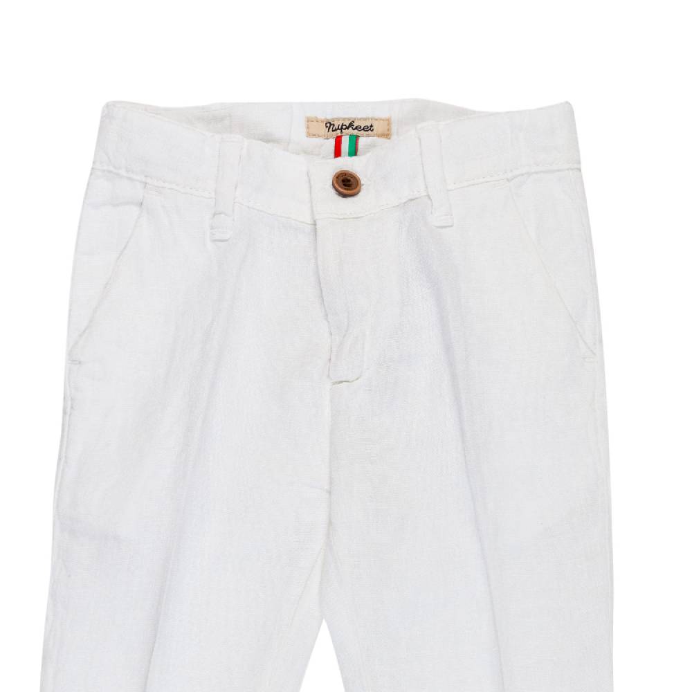 Nupkeet Pantalone Lino Bianco Bari