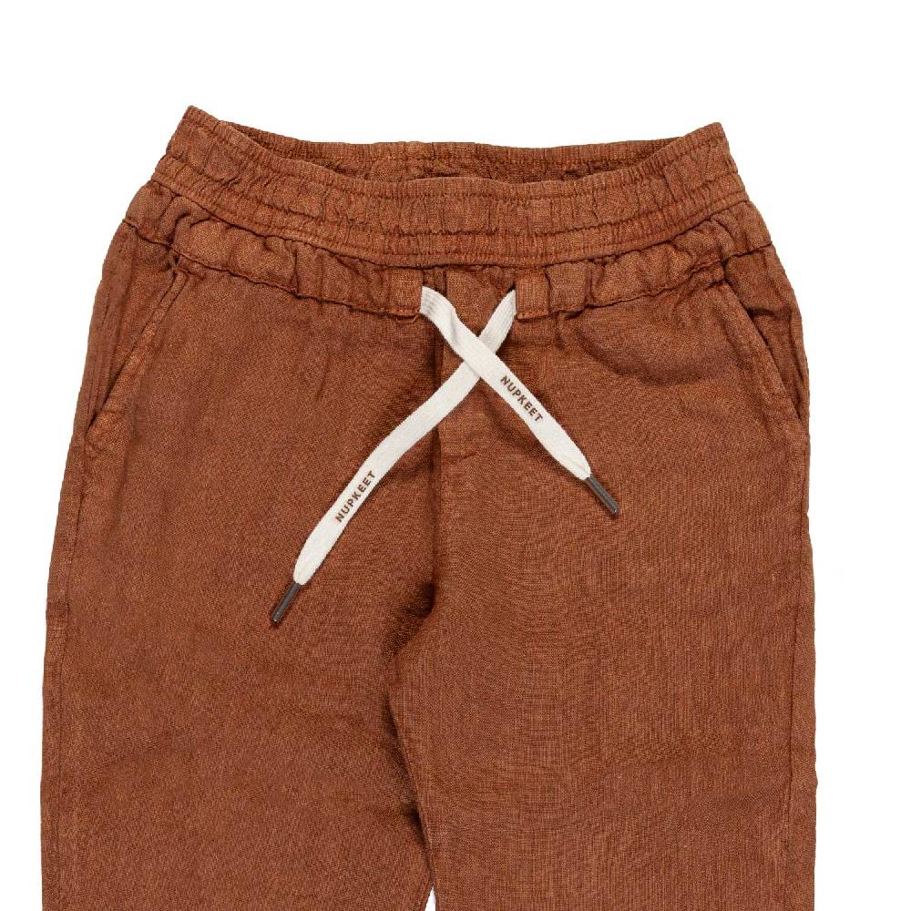 Nupkeet Pantalone Lino Marrone Cacao Milano