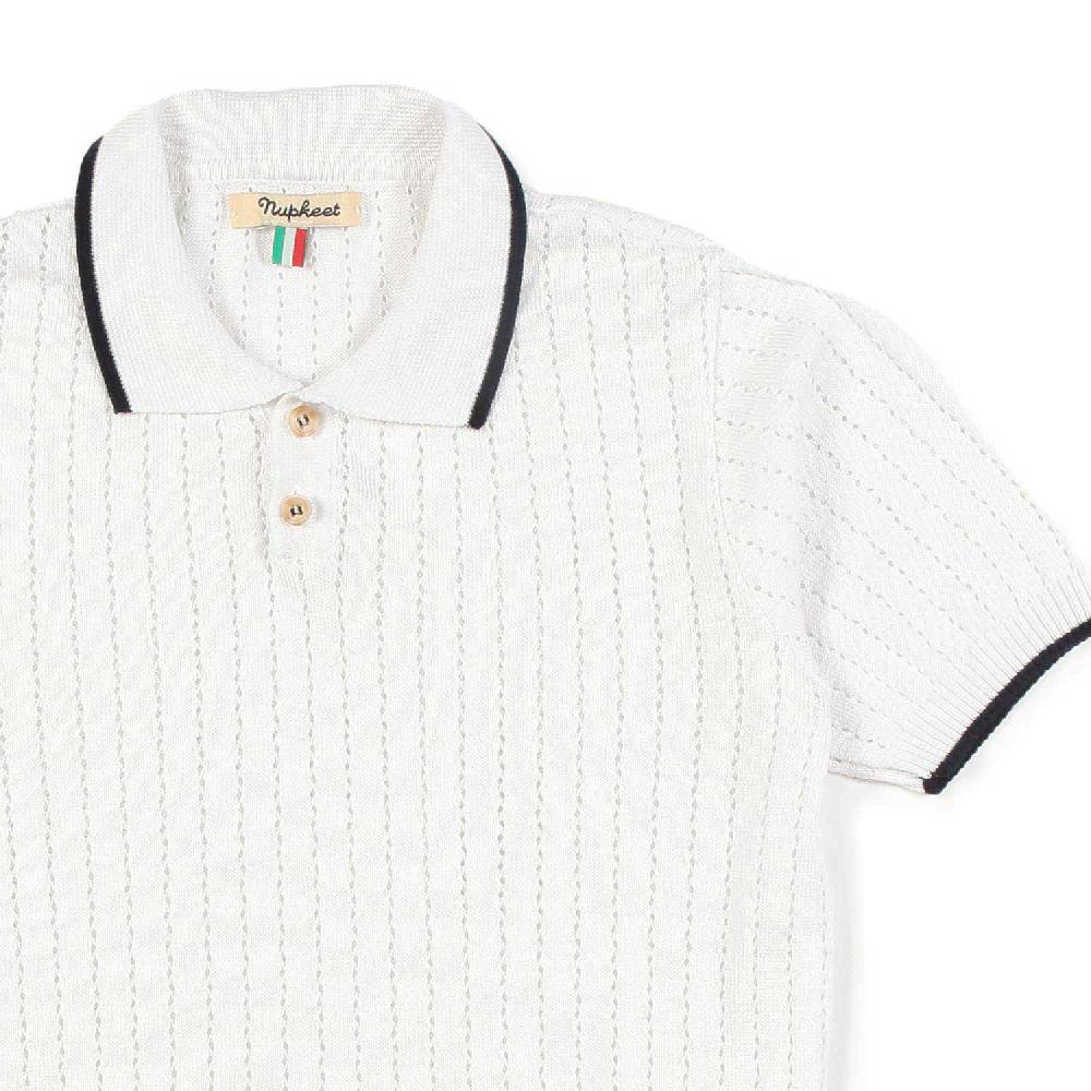 Nupkeet Polo Tricot Bianca E Blu Gela