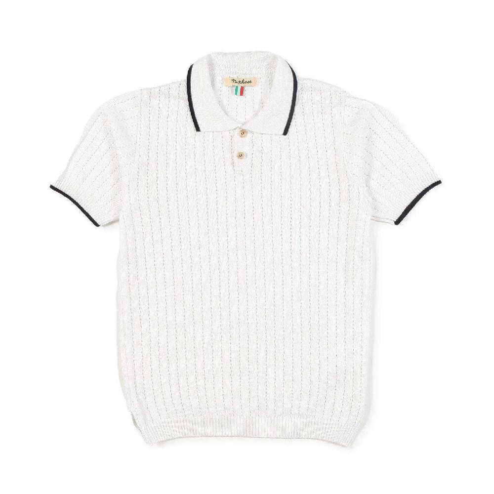 Nupkeet Polo tricot bianca e blu Gela