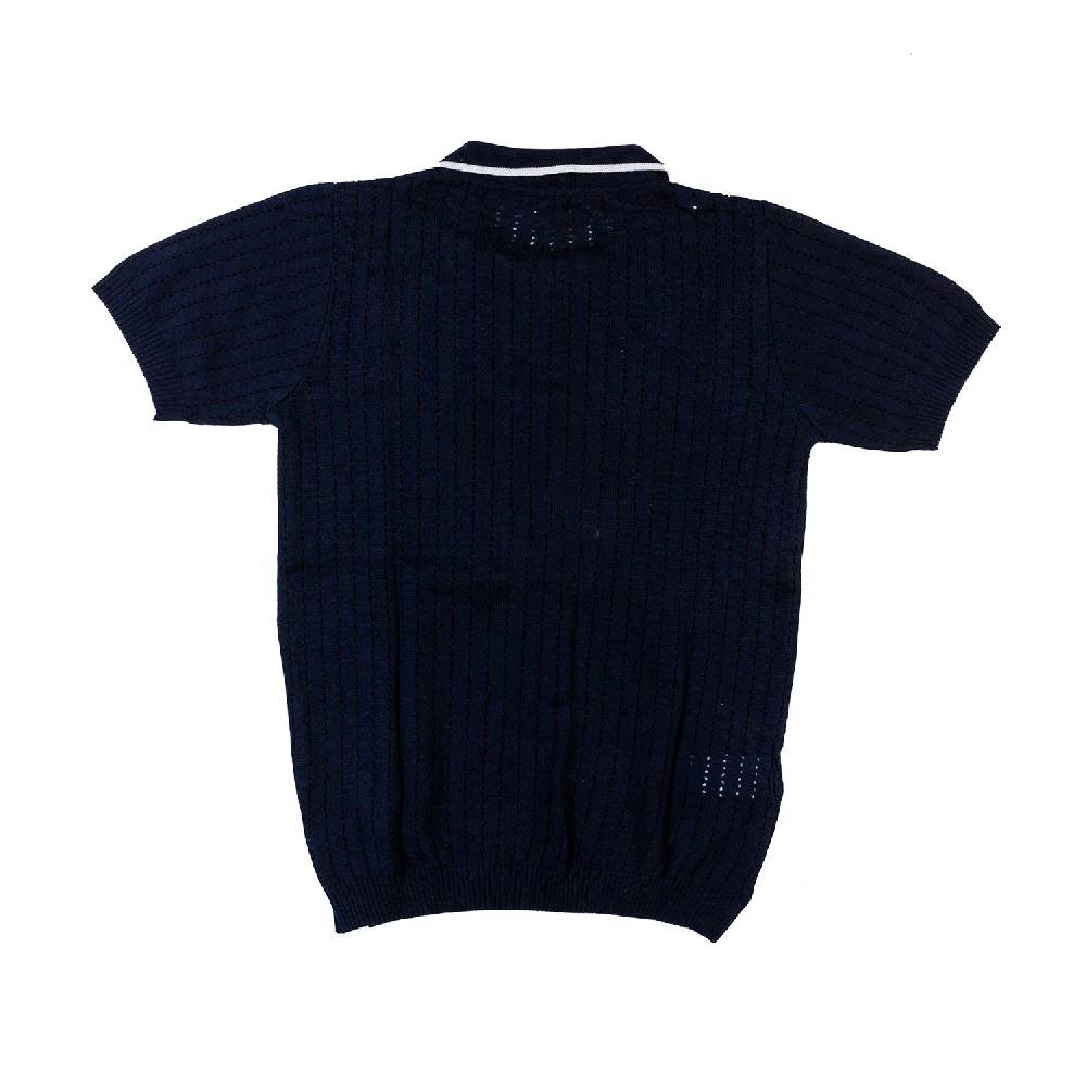 Nupkeet Polo Tricot Blu Navy E Bianca Gela