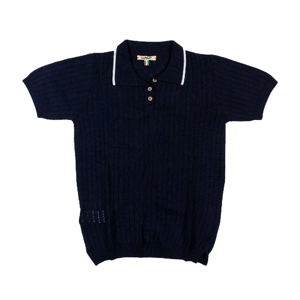Nupkeet Polo tricot blu navy e bianca Gela