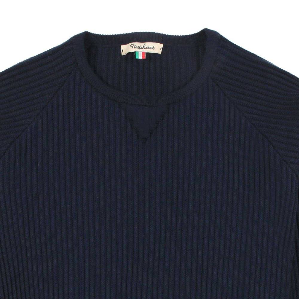 Nupkeet Pullover Blu Navy A Coste Asti