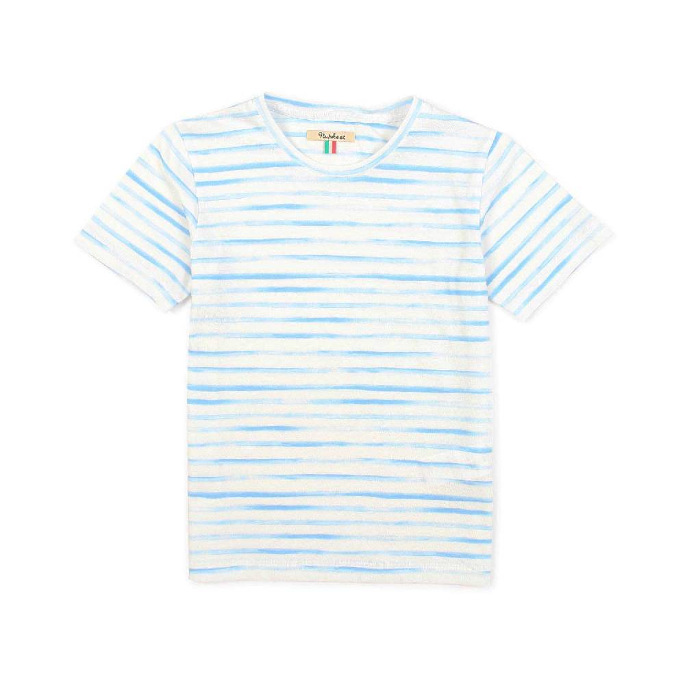 Nupkeet T-Shirt bianca e azzurra a righe Foggia