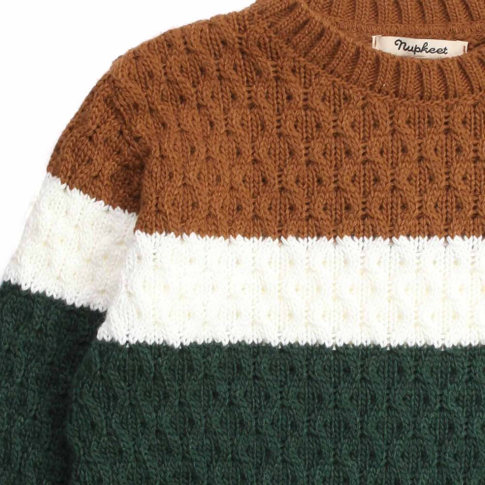 Nupkeet Piccione Verde – Pullover In Tricot Tricolore