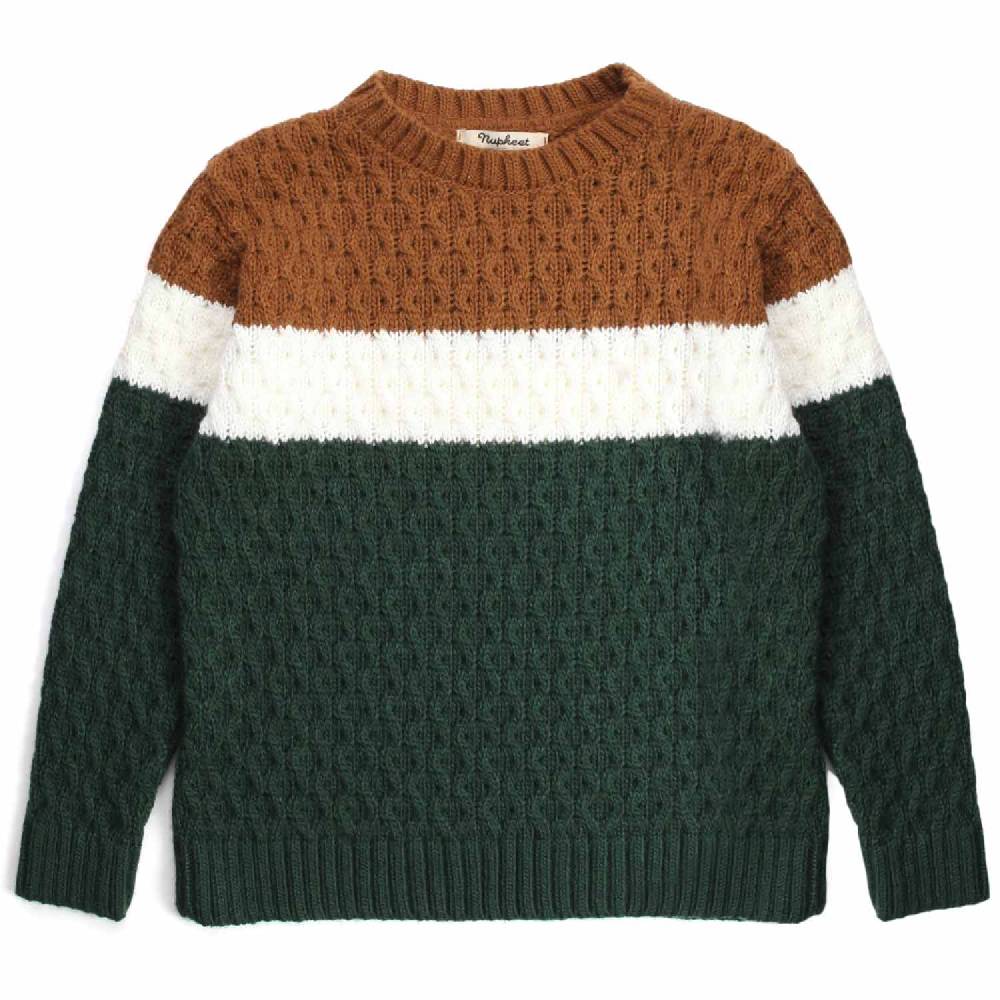 Nupkeet Piccione verde – Pullover in tricot tricolore