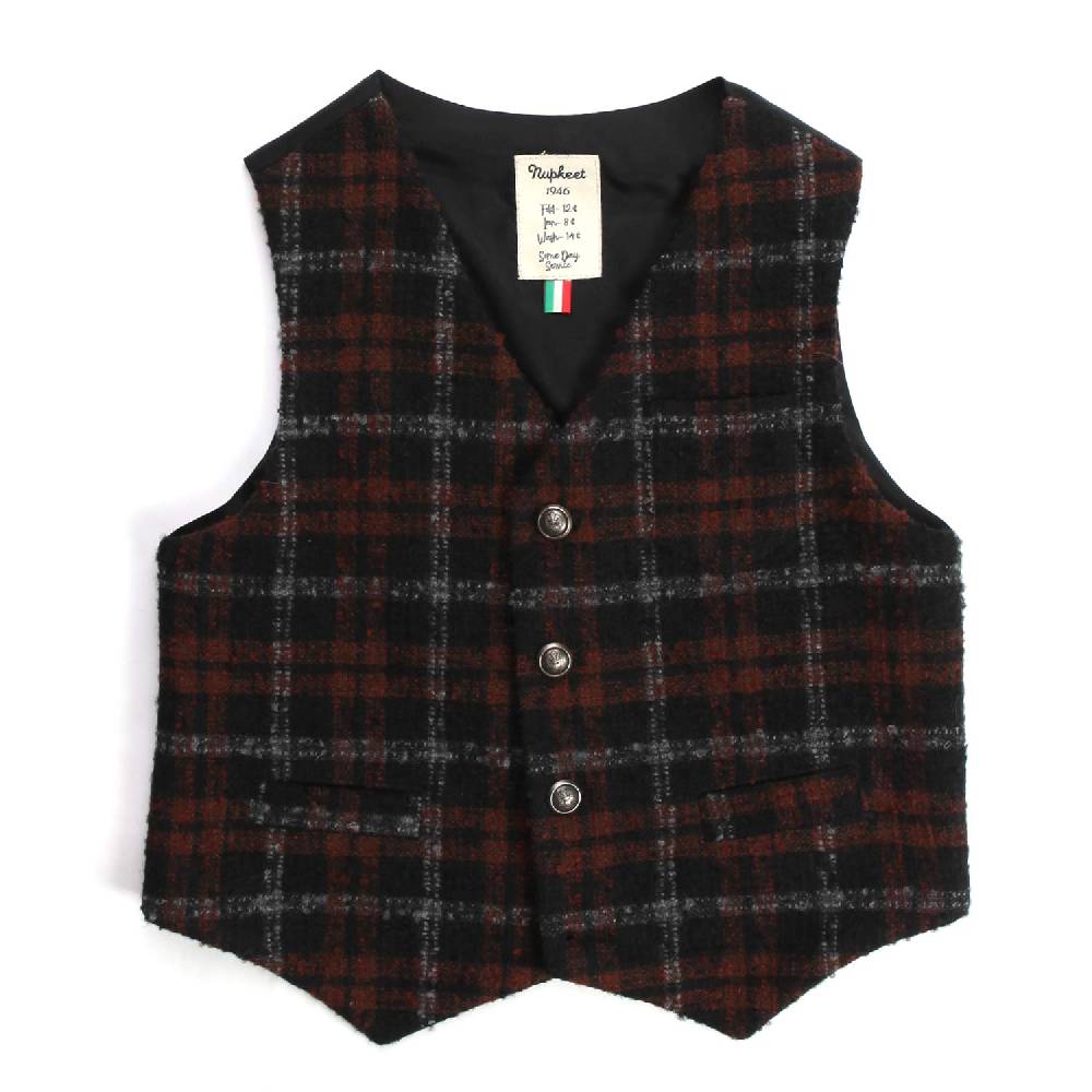 Nupkeet Rapace mattone – Gilet a quadri bambino e teenager