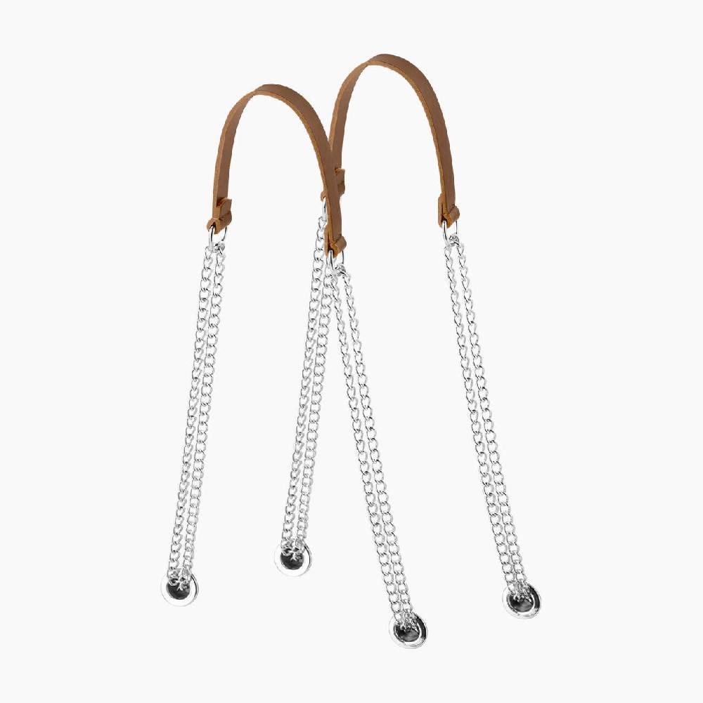 Manico cuoio doppia catena a "T"