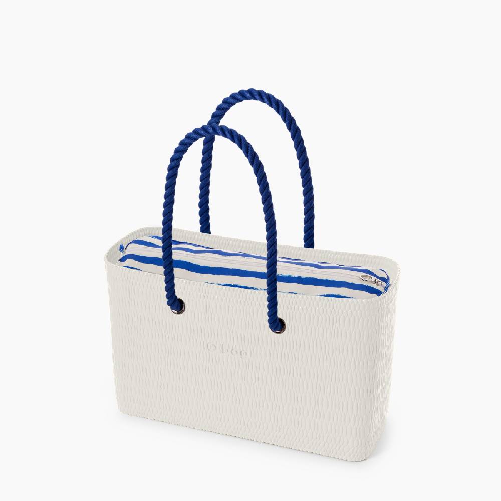 O bag beach latte e blu linee