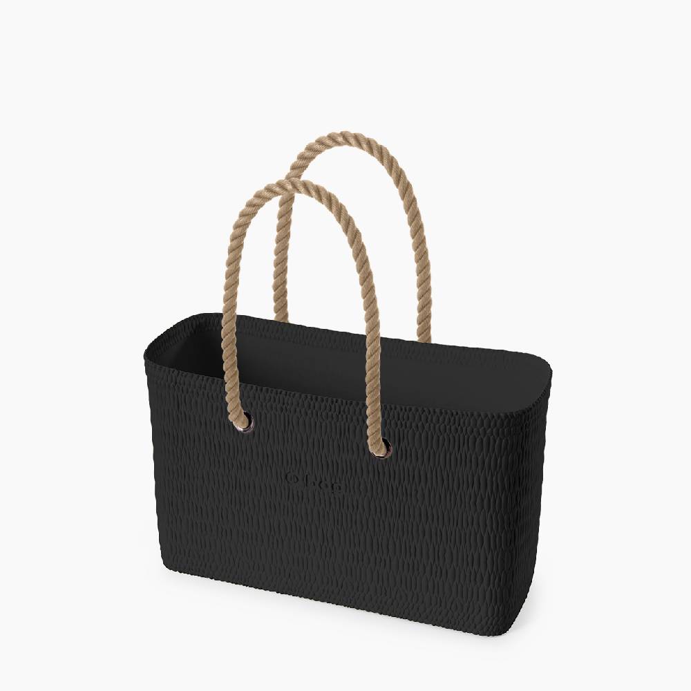 O bag beach nero e corda naturale