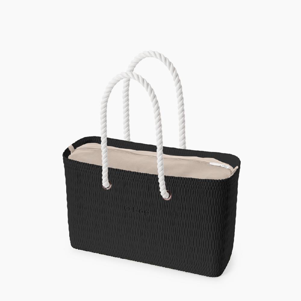 O bag beach nero, naturale e bianco