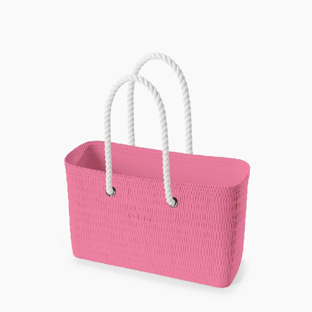 O bag beach pink e bianco