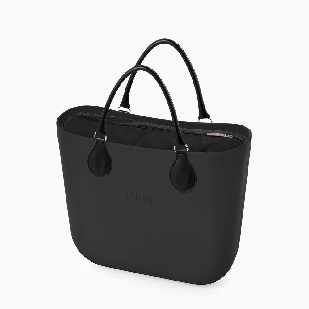 O bag mini nero con manici tubolari