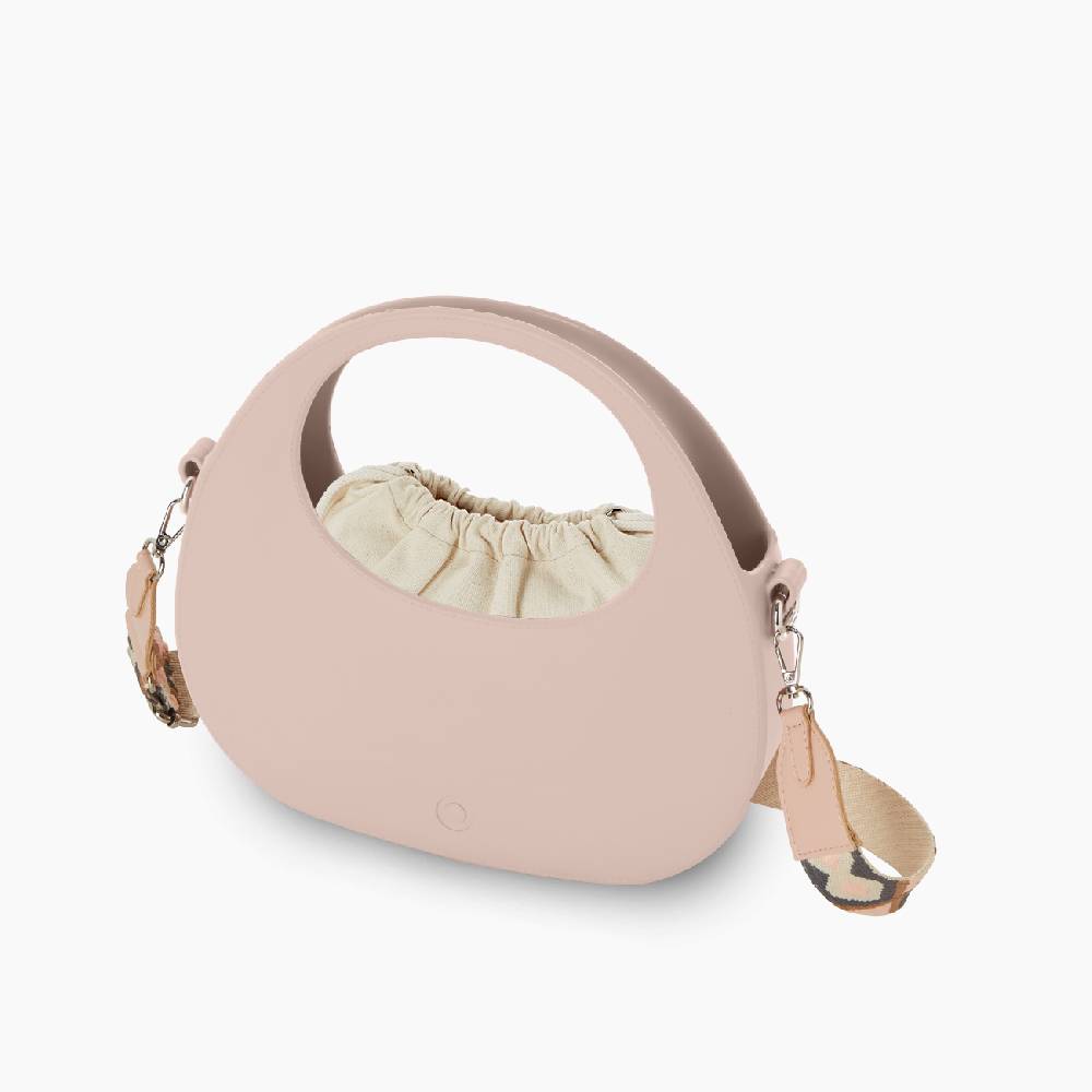 O bag oblò rosa smoke con tracolla rombo