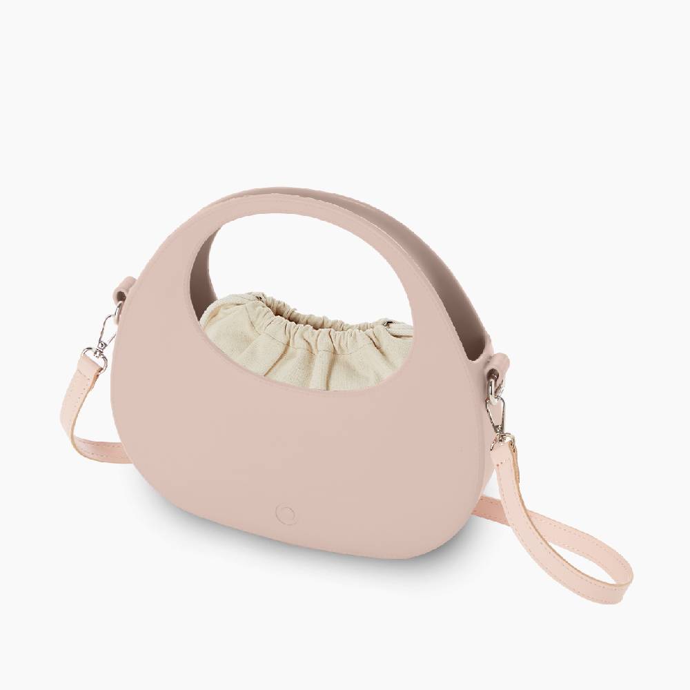 O bag oblò rosa smoke e naturale