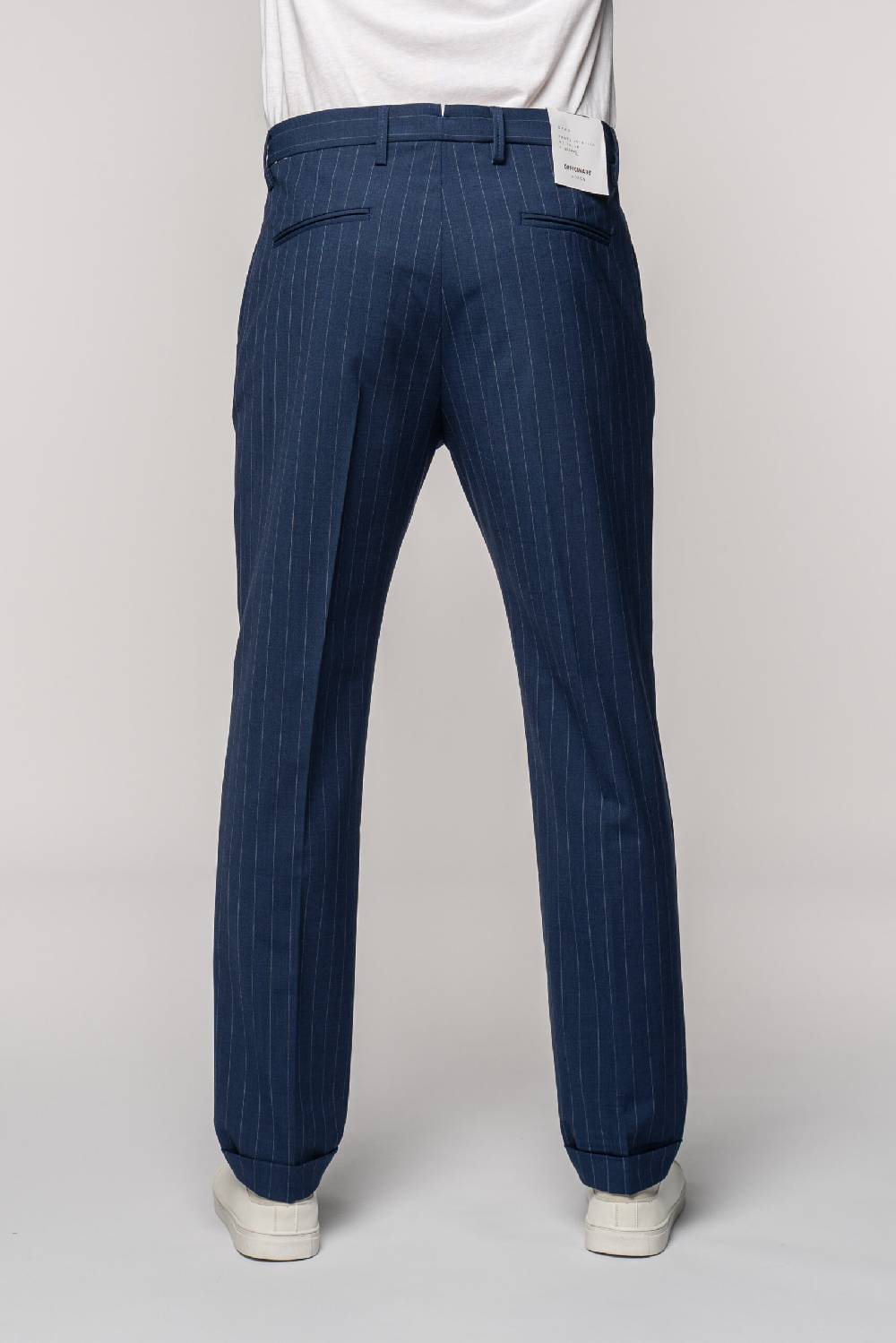 Officina 36 Abito In Tela Fresco Lana Gessata Color Denim