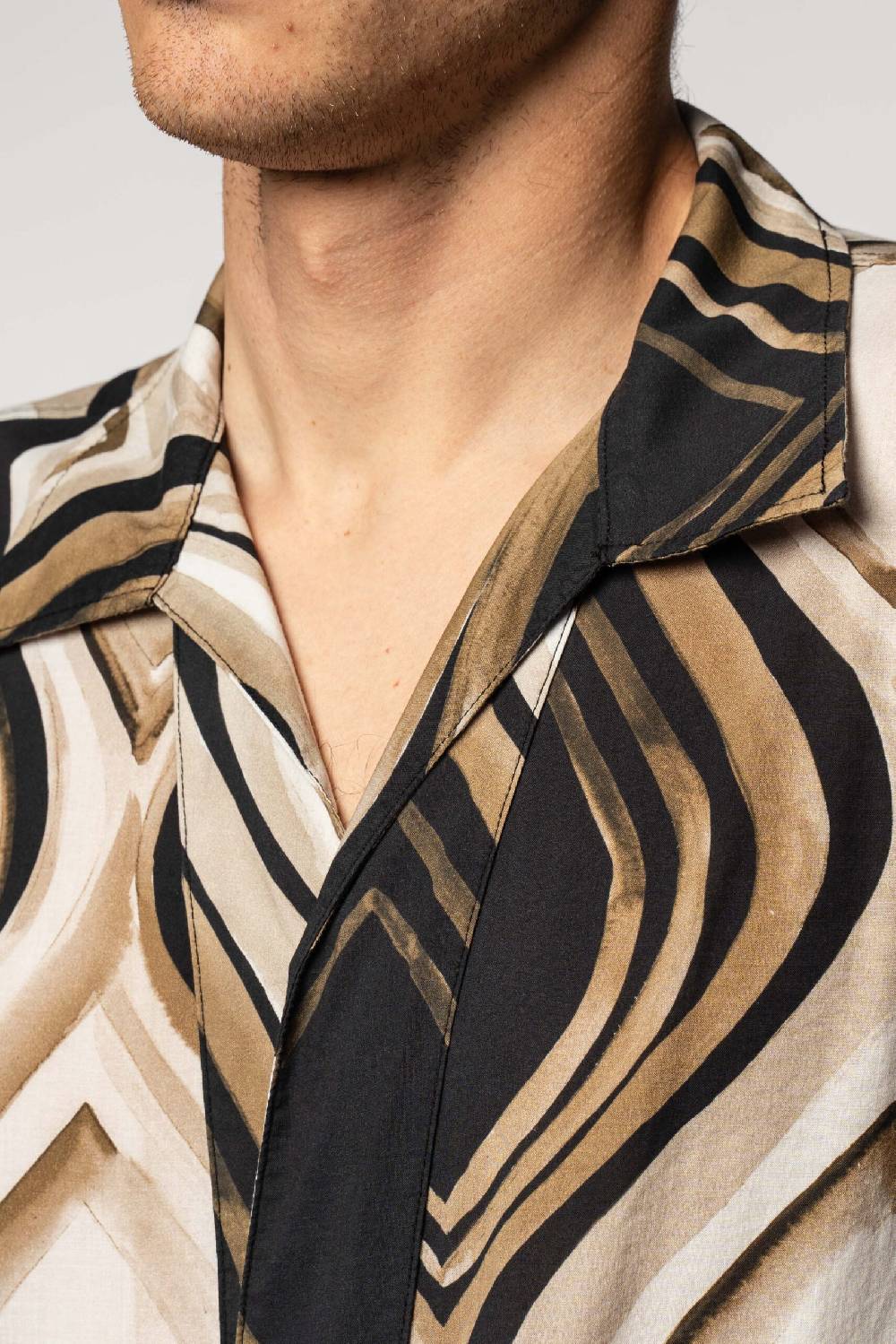 Officina 36 Caftano In Mussola Stampata Color Fango