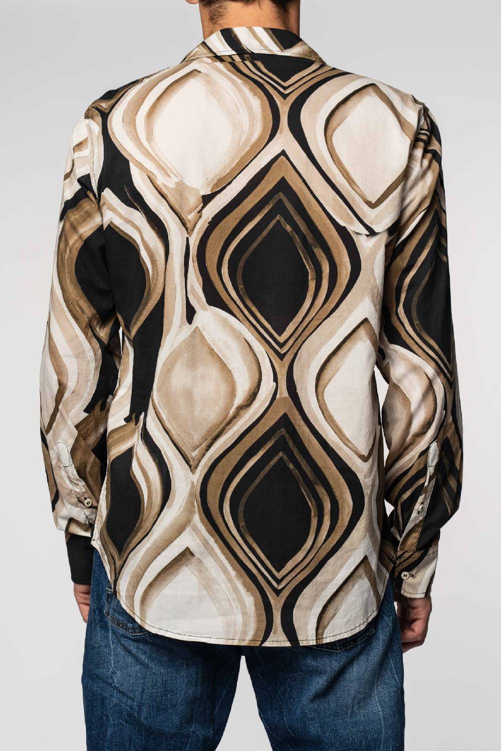 Officina 36 Caftano In Mussola Stampata Color Fango