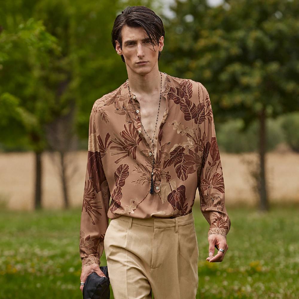 Officina 36 Caftano In Viscosa Stampata Color Bronzo