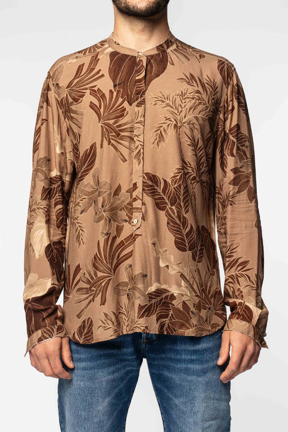 Officina 36 Caftano in viscosa stampata color bronzo