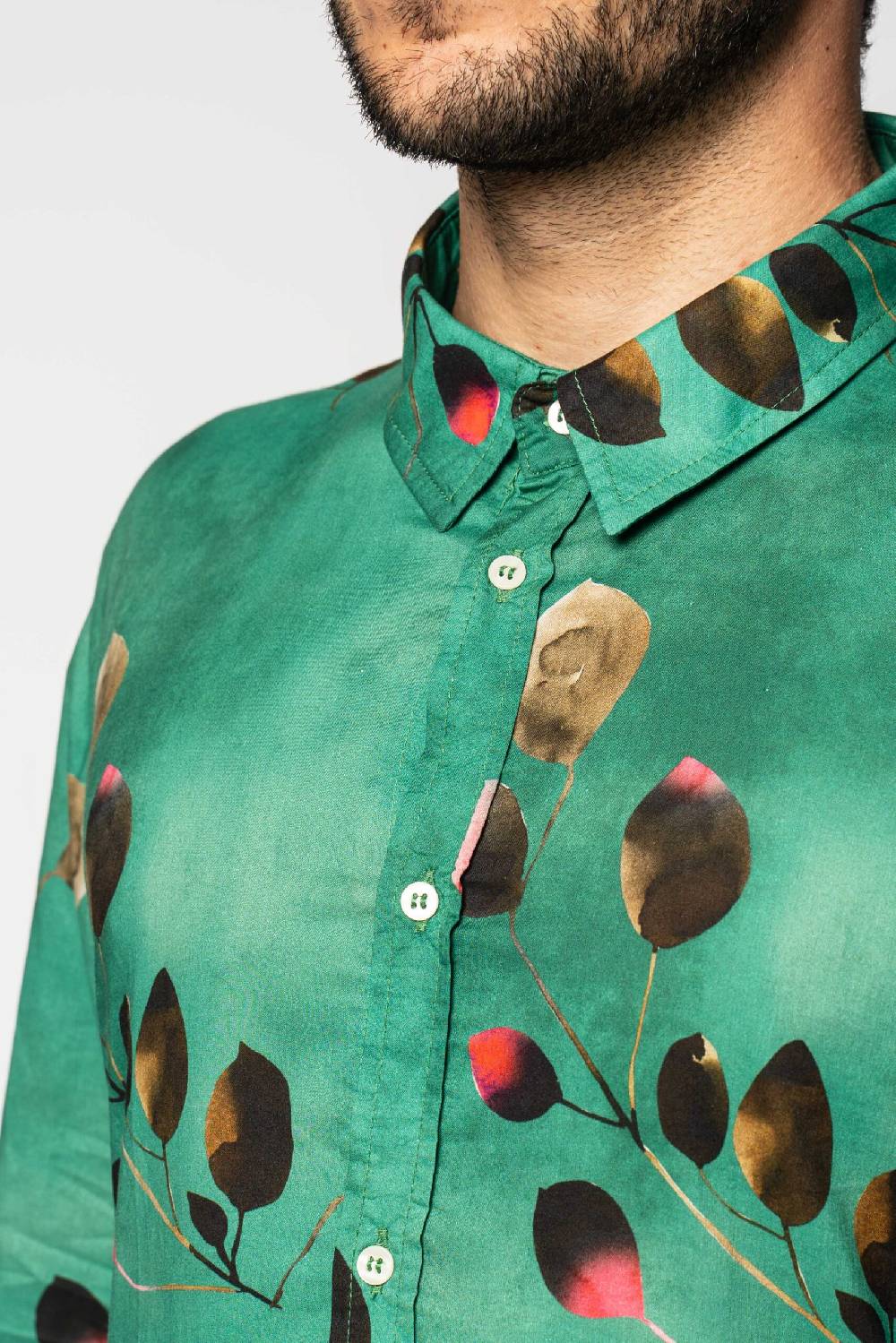 Officina 36 Camicia In Mussola Stampata Color Acqua
