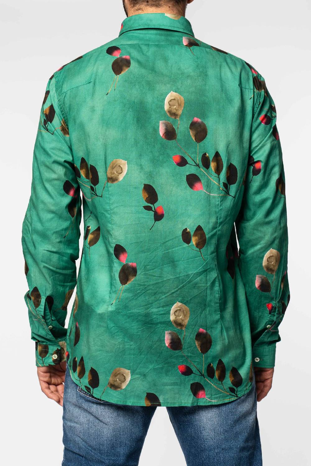 Officina 36 Camicia In Mussola Stampata Color Acqua