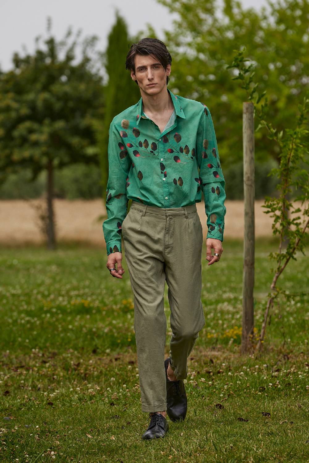 Officina 36 Camicia In Mussola Stampata Color Acqua