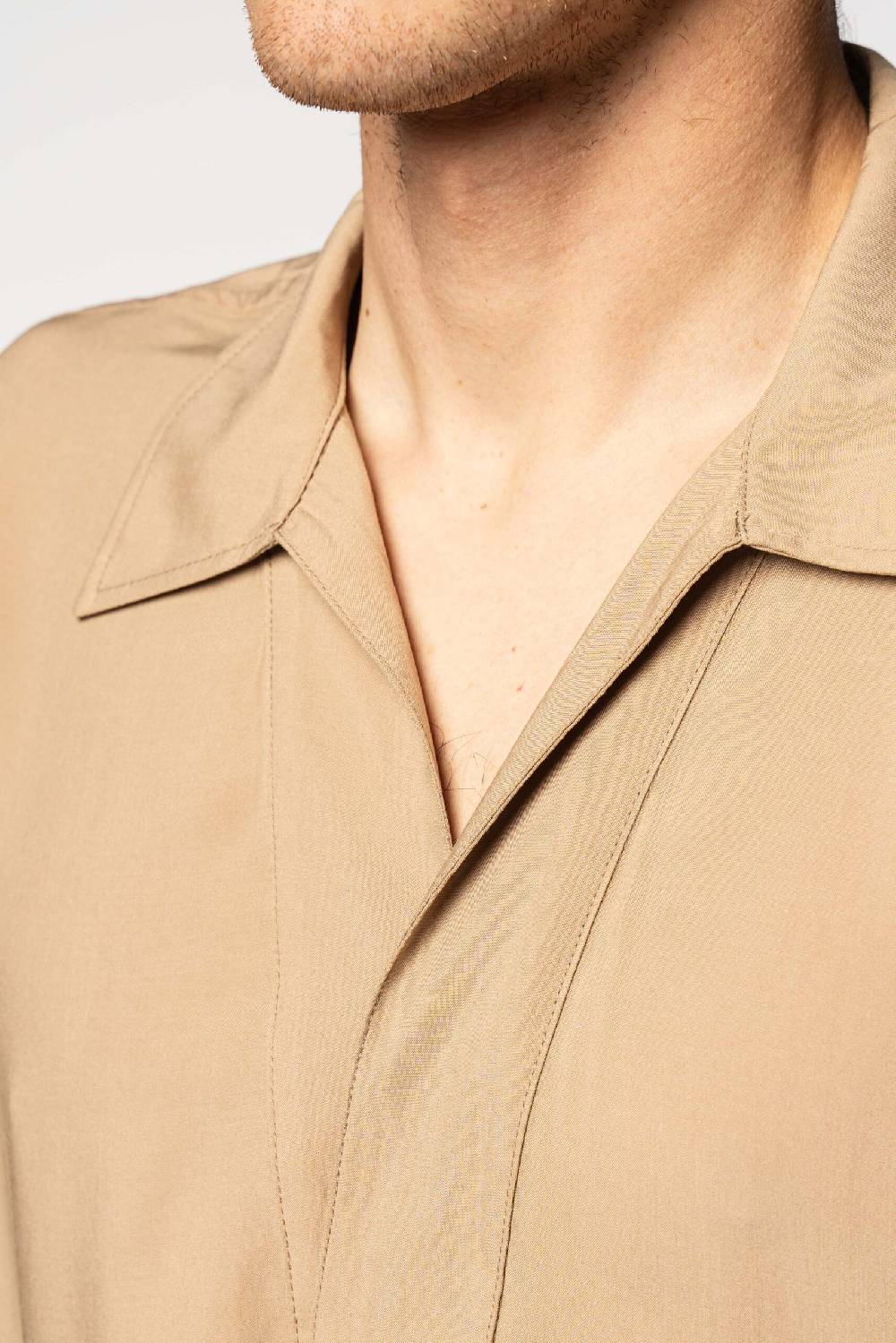 Officina 36 Camicia In Popeline Di Viscosa Color Cammello