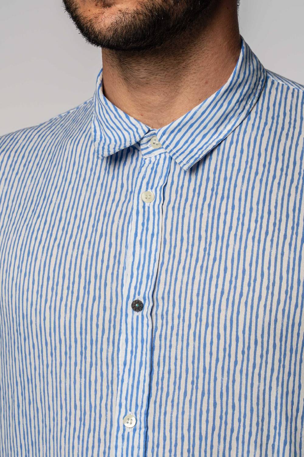 Officina 36 Camicia In Popeline Stampato Color Denim