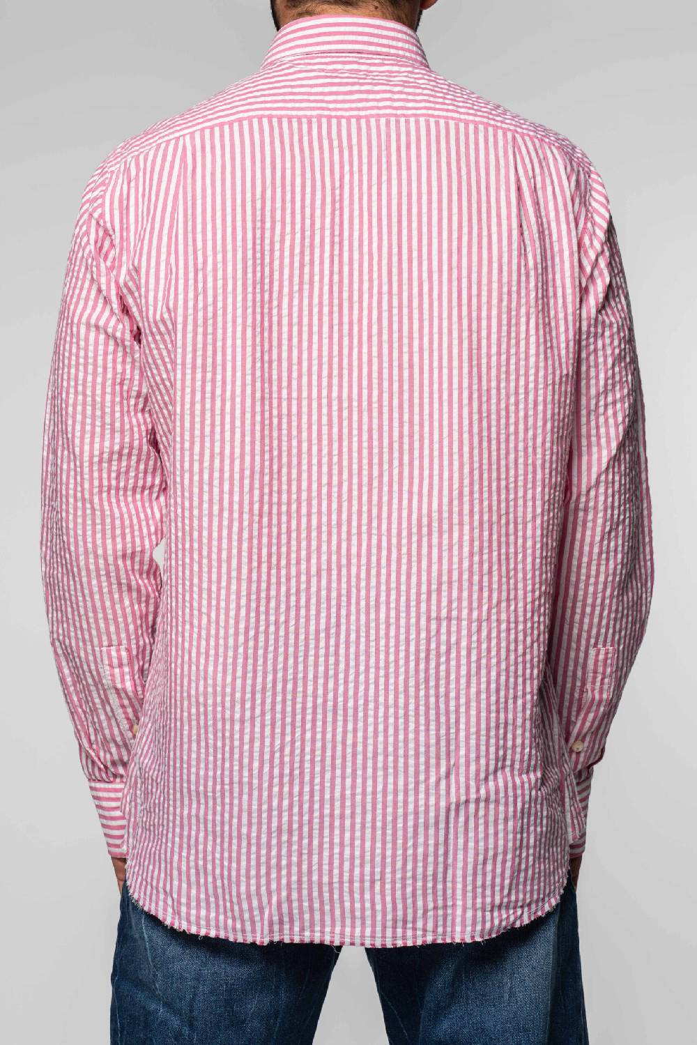 Officina 36 Camicia In Seersucker Rigato Color Bubble