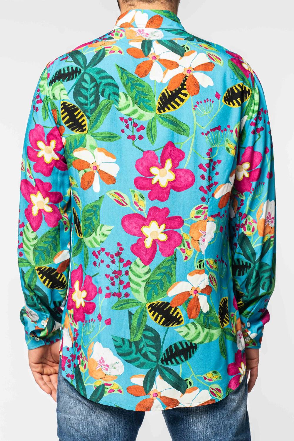 Officina 36 Camicia In Viscosa Stampata Color Cielo