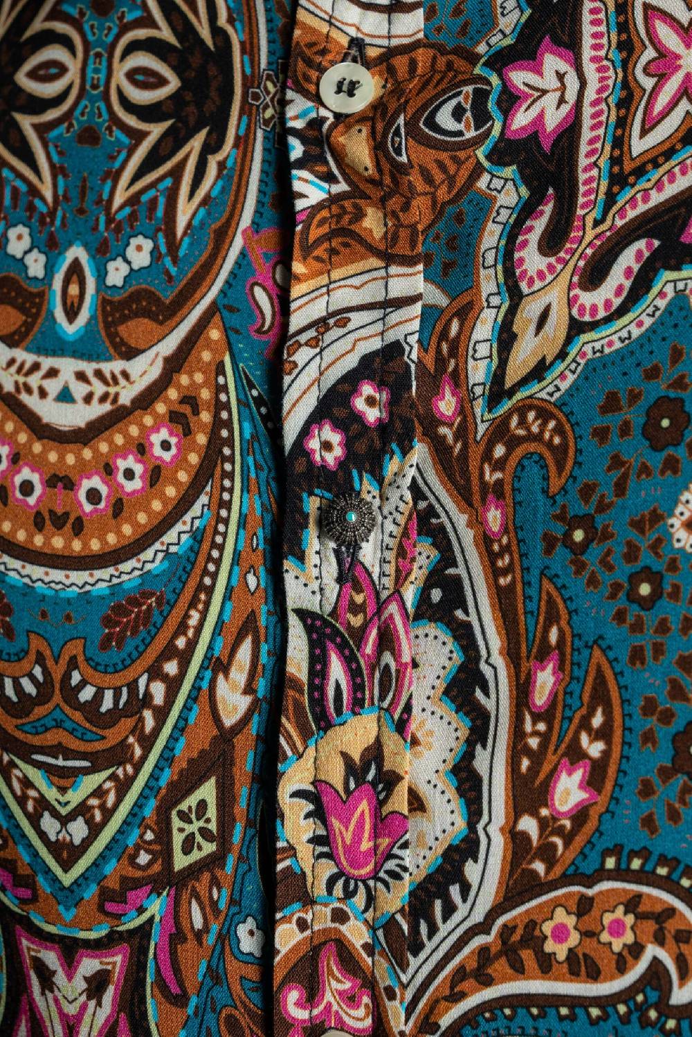 Officina 36 Camicia In Viscosa Stampata Color Cobalto