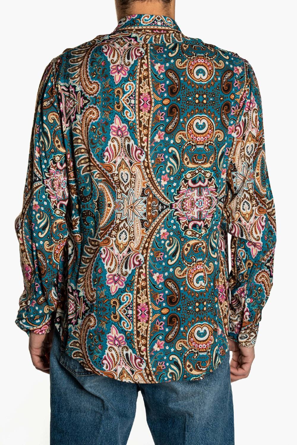 Officina 36 Camicia In Viscosa Stampata Color Cobalto