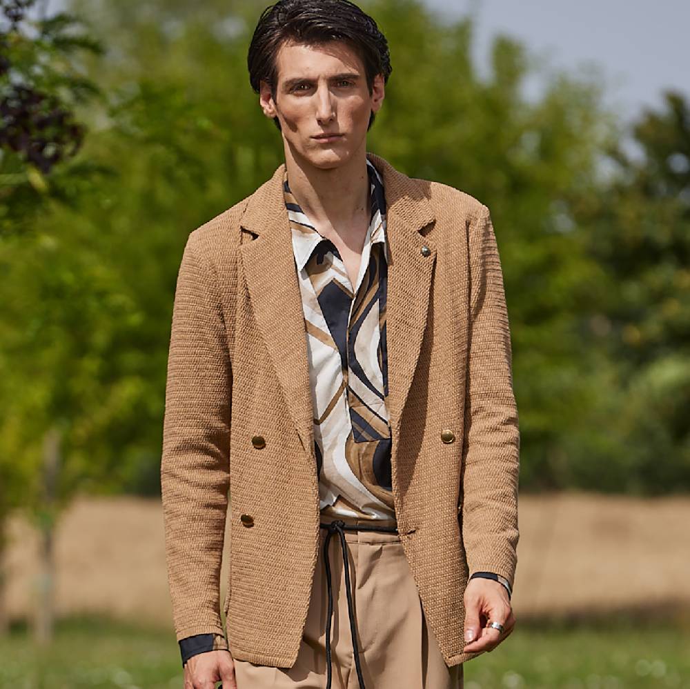 Officina 36 Giacca In Filato Misto Cotone Color Tabacco