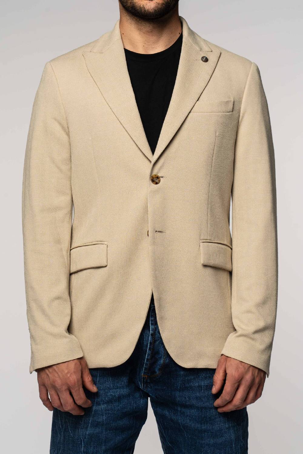 Officina 36 Giacca in jacquard in maglia color sabbia