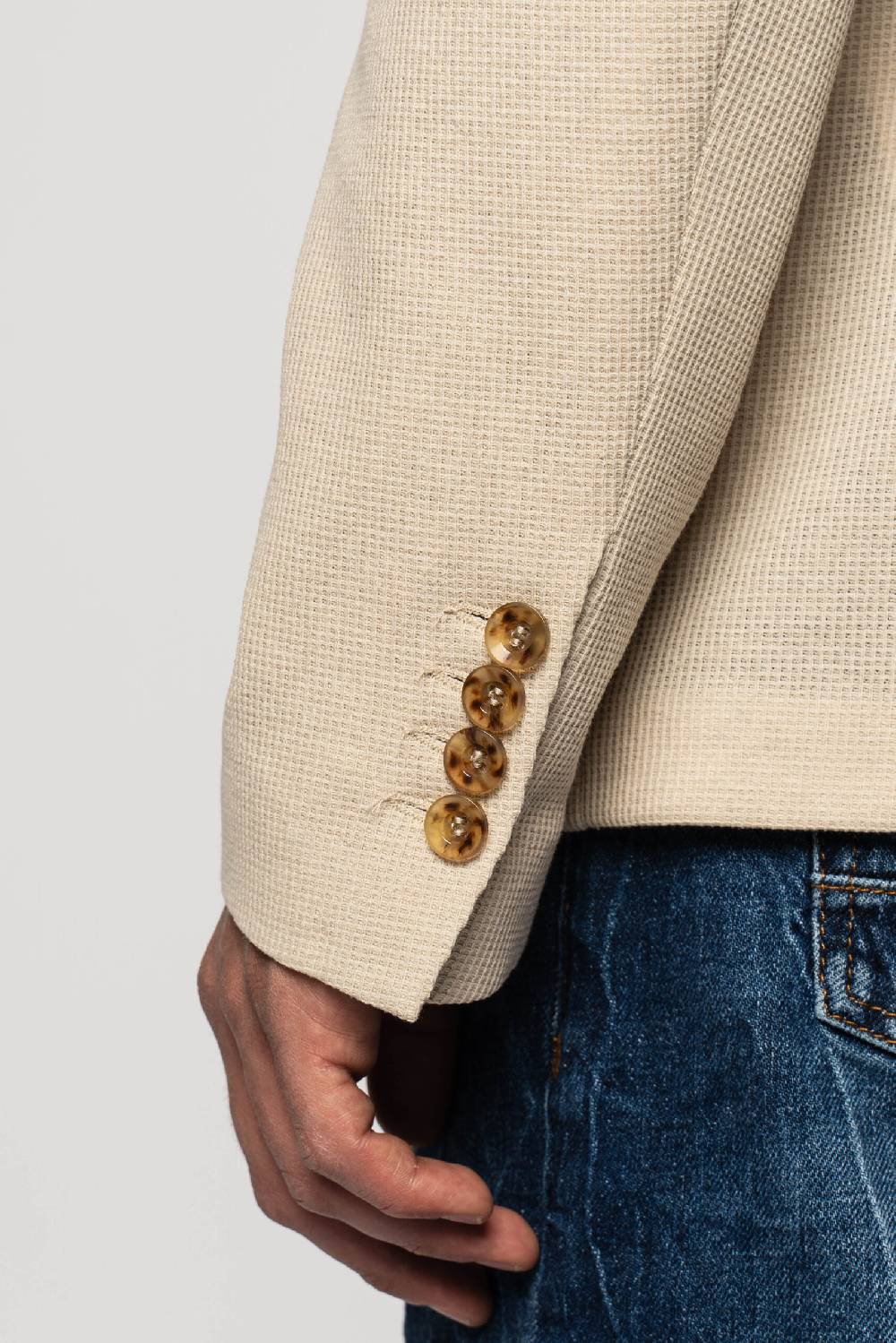 Officina 36 Giacca In Nido D’ape In Maglia Color Sabbia