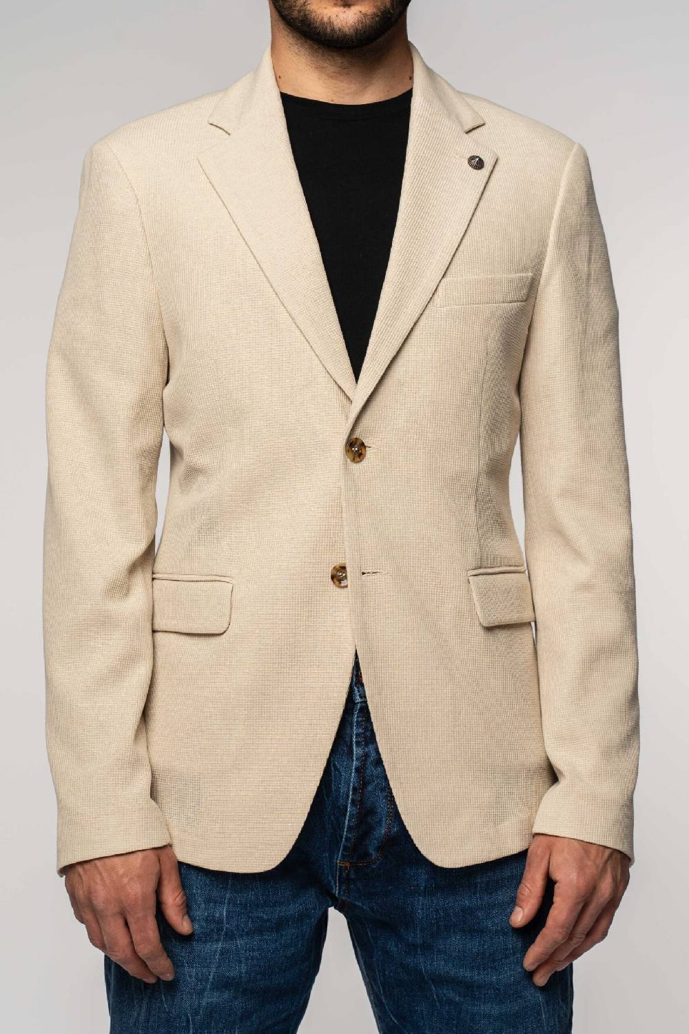 Officina 36 Giacca in nido d’ape in maglia color sabbia