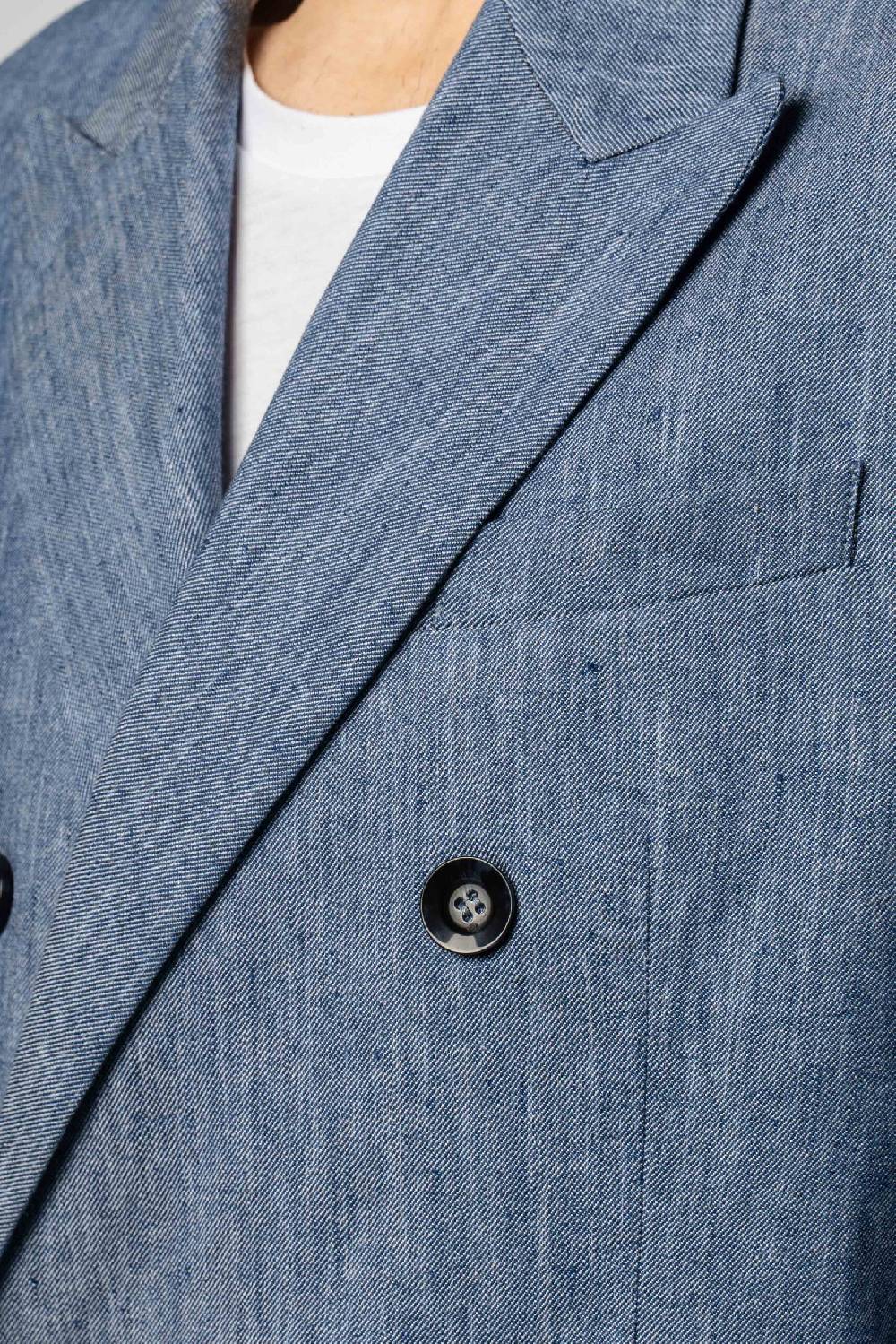 Officina 36 Giacca In Tessuto Di Cotone E Lino Melange Indaco