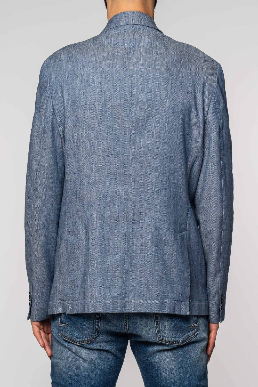 Officina 36 Giacca In Tessuto Di Cotone E Lino Melange Indaco
