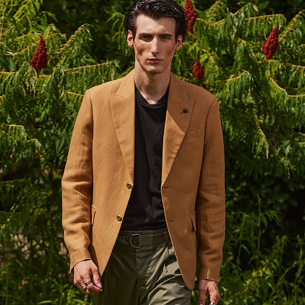 Officina 36 Giacca In Tessuto Spinato Color Biscotto