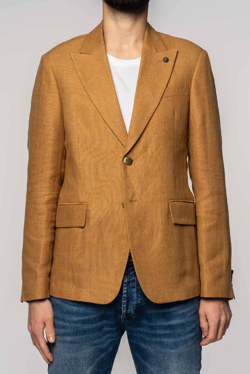 Officina 36 Giacca in tessuto spinato color biscotto