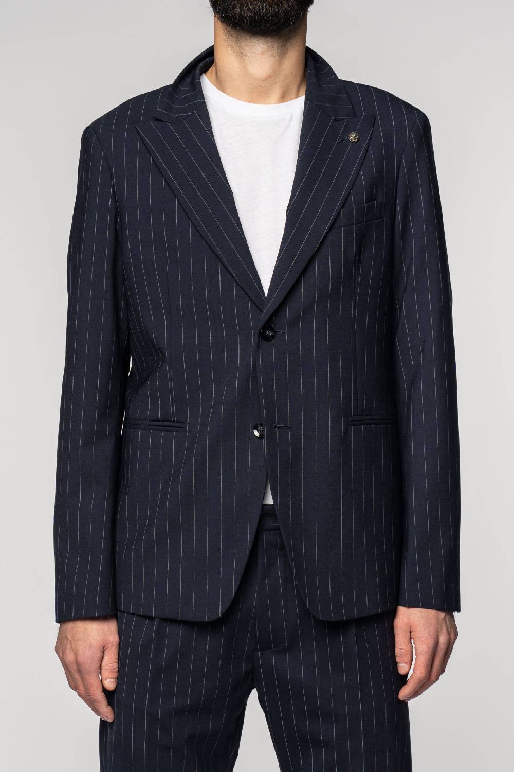 Officina 36 Abito In Tela Fresco Lana Gessata Blu