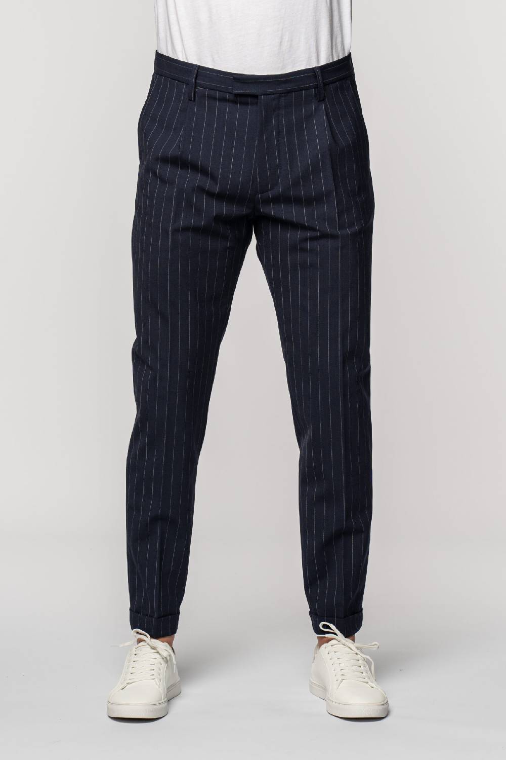 Officina 36 Abito In Tela Fresco Lana Gessata Blu