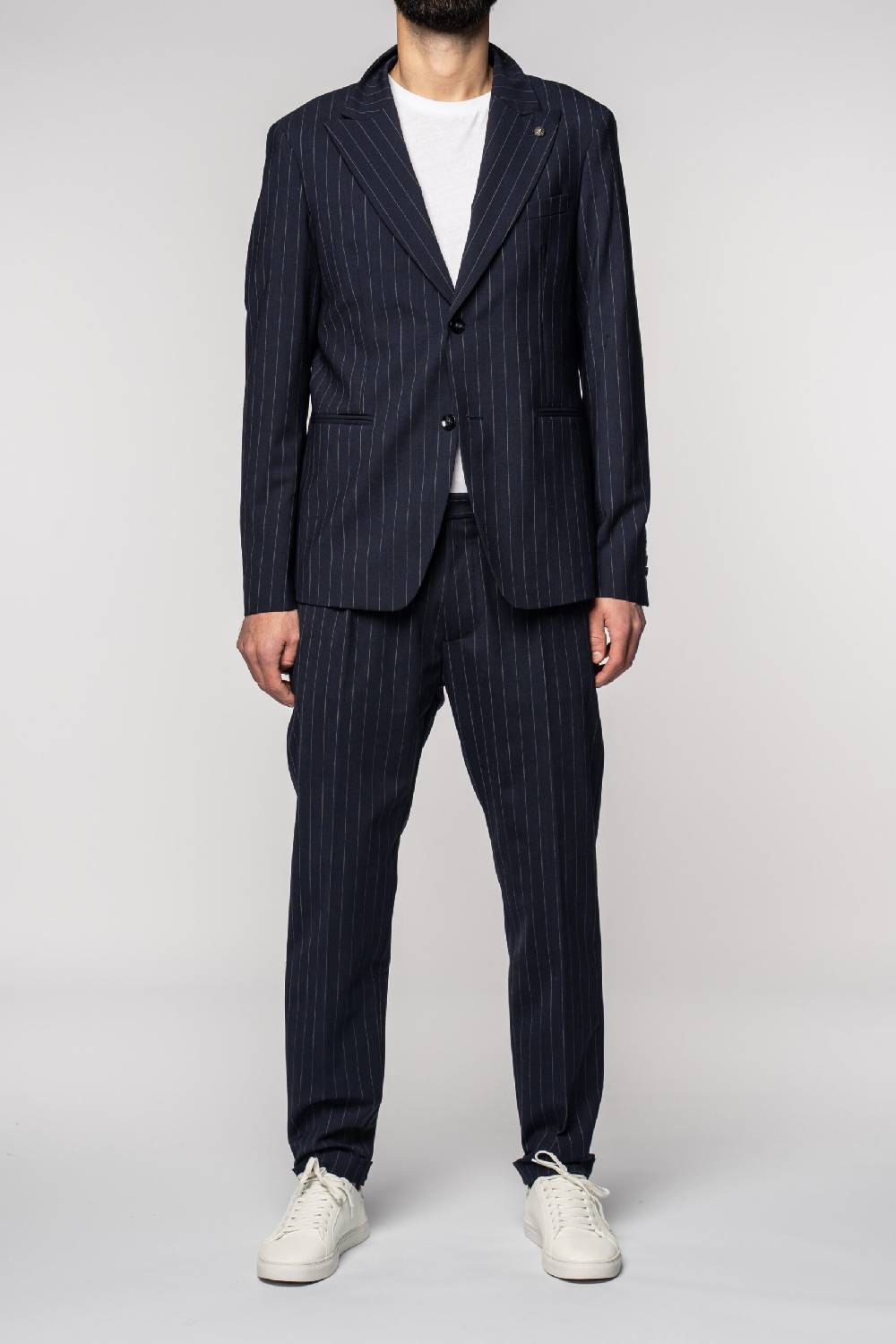 Officina 36 Abito in tela fresco lana gessata blu