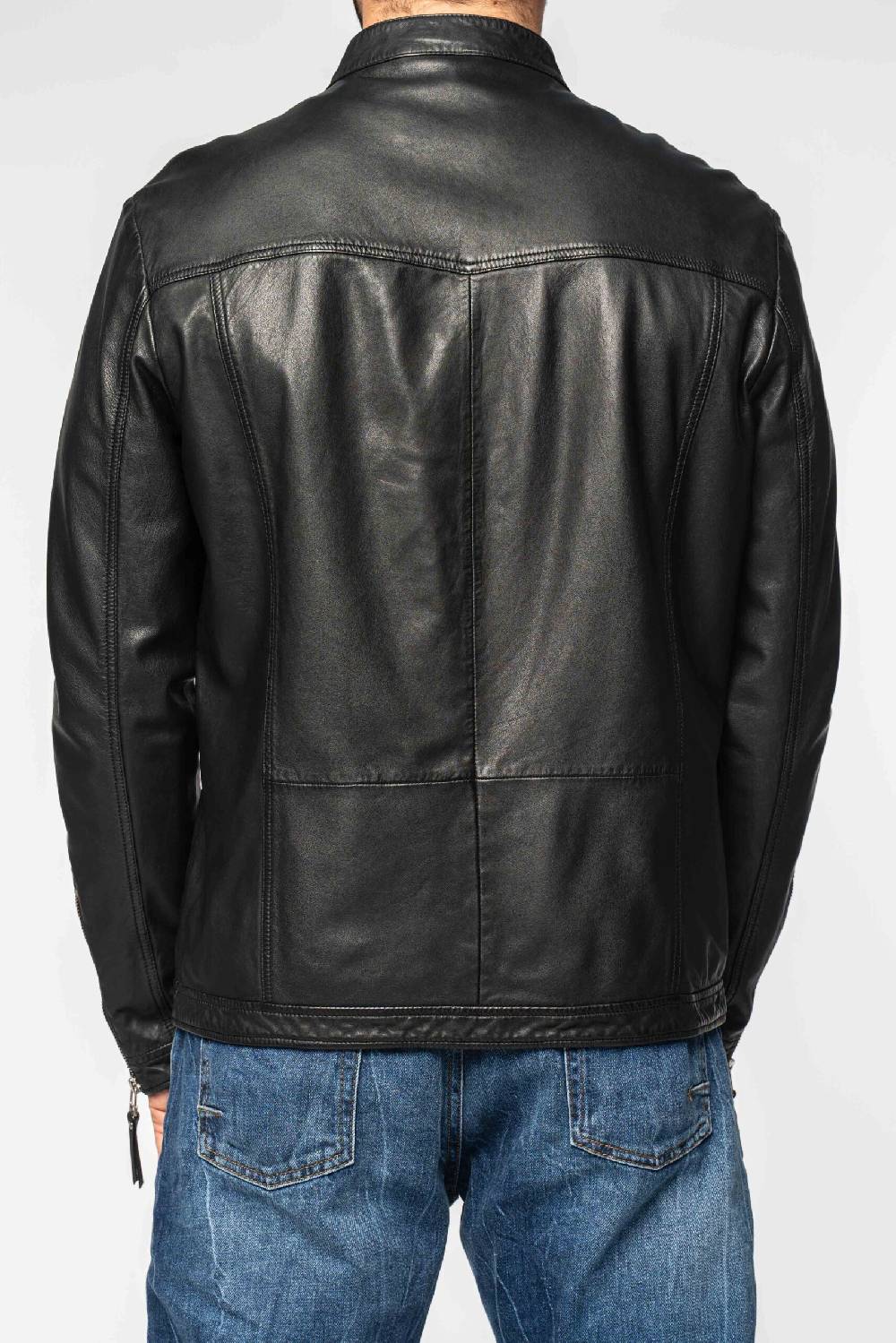 Officina 36 Biker Nero In Nappa Lavata