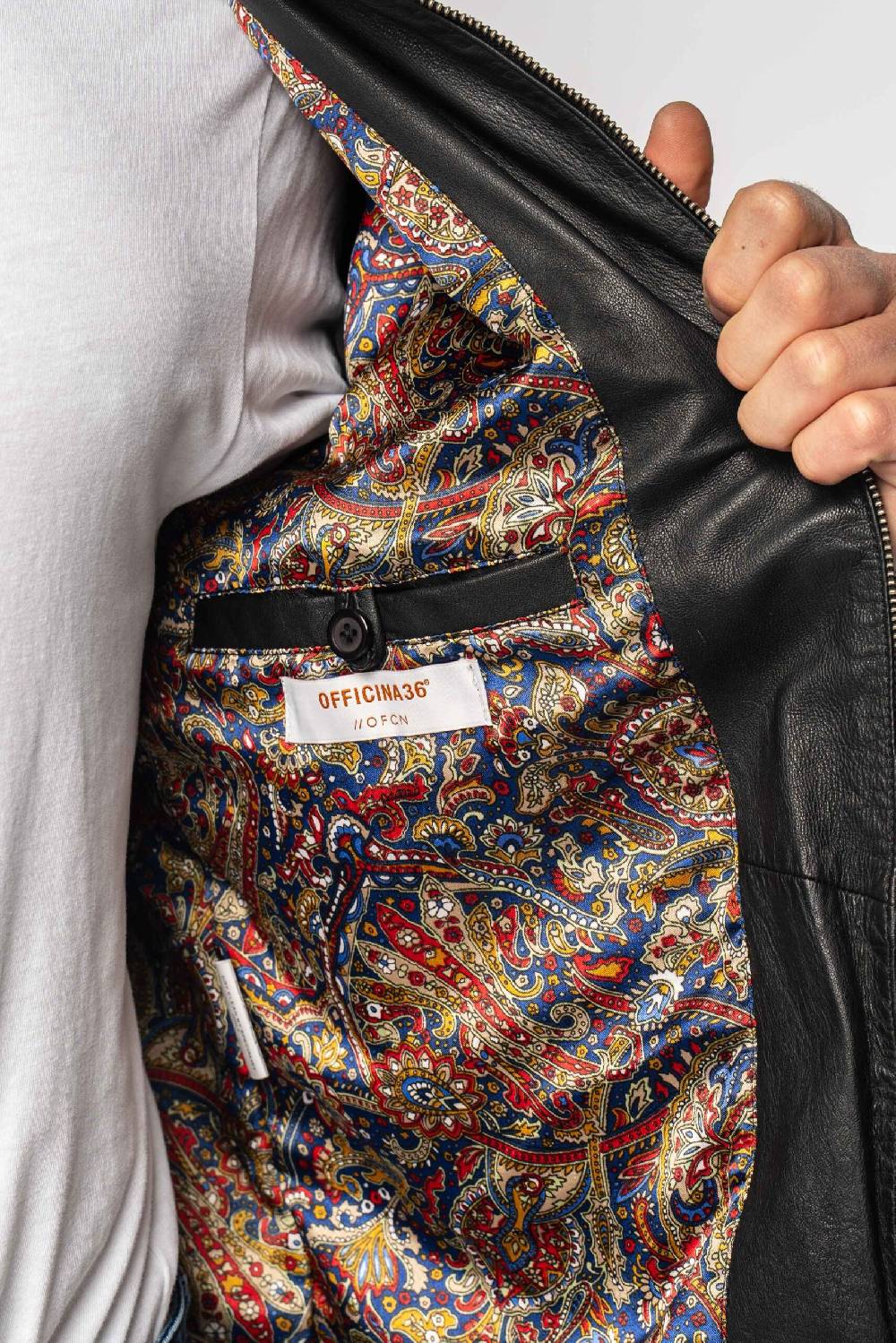 Officina 36 Biker Nero In Nappa Lavata