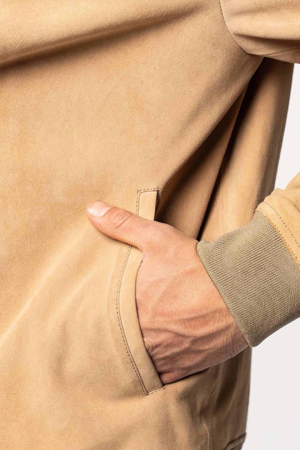 Officina 36 Bomber Beige In Suede