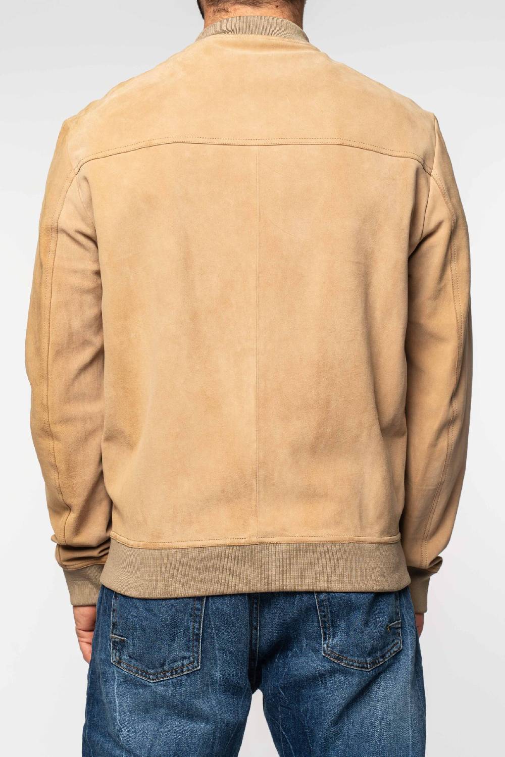 Officina 36 Bomber Beige In Suede