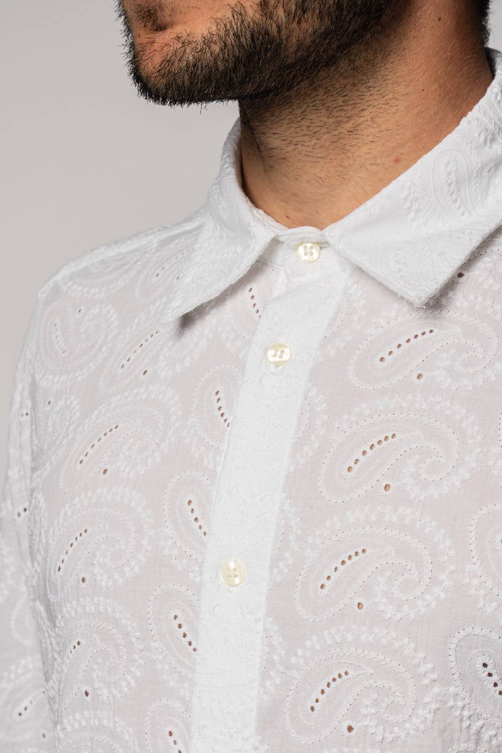 Officina 36 Camicia Bianca In Sangallo A Fantasia